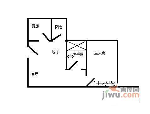 耀星华庭1室1厅1卫46㎡户型图