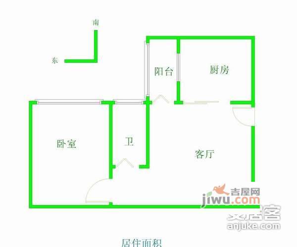 耀星华庭1室1厅1卫46㎡户型图