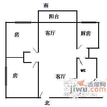 中兴花园2室2厅1卫户型图