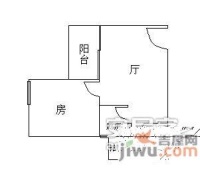 泓景花园A区1室1厅1卫43㎡户型图