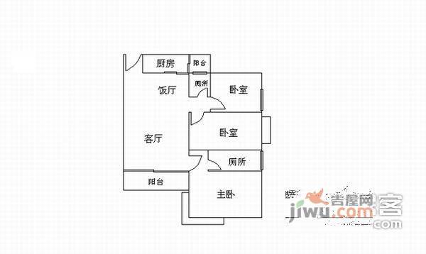 泓景花园A区3室1厅1卫113㎡户型图