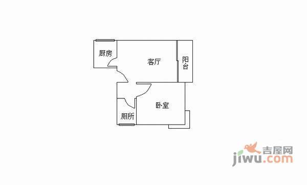 泓景花园A区1室1厅1卫43㎡户型图