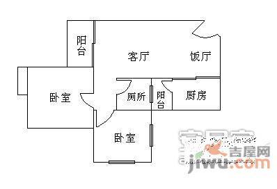 泓景花园A区2室1厅1卫80㎡户型图