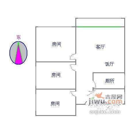 德安大厦3室2厅1卫106㎡户型图