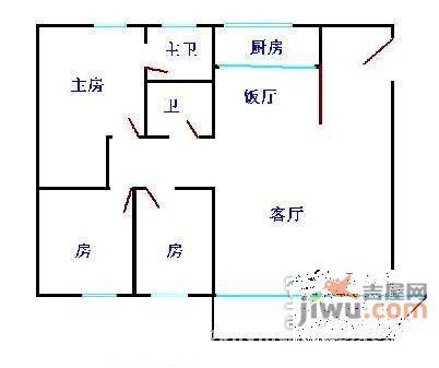 银利花苑3室2厅1卫80㎡户型图