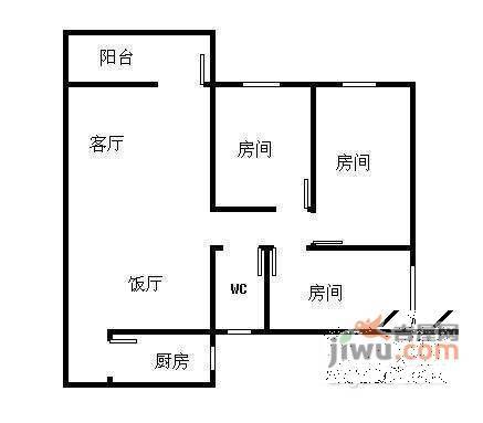 银利花苑3室2厅1卫80㎡户型图