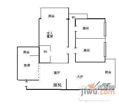 华侨城3室2厅1卫户型图