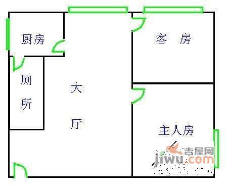 富力新村2室2厅1卫68㎡户型图