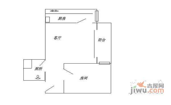 天力居1室1厅1卫50㎡户型图