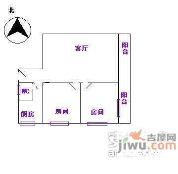 新市花园2室2厅1卫84㎡户型图