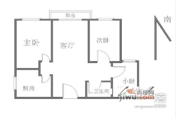 金满家园3室1厅1卫户型图