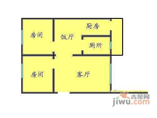 天利居2室2厅1卫77㎡户型图