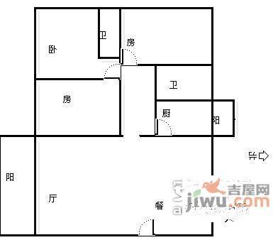 白云明珠广场3室1厅1卫户型图