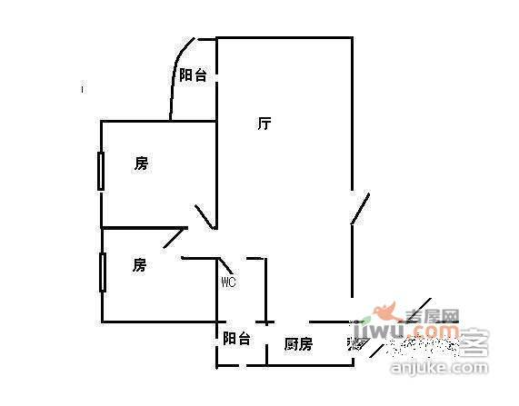 白云明珠广场2室1厅1卫75㎡户型图