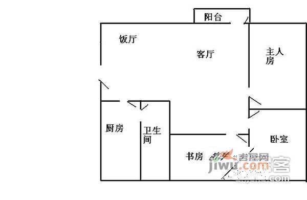 白云明珠广场3室2厅1卫103㎡户型图