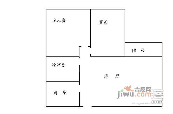 白云明珠广场2室1厅1卫75㎡户型图