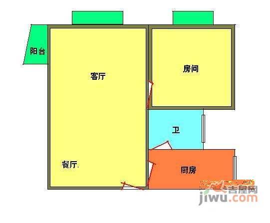 白云明珠广场1室1厅1卫50㎡户型图