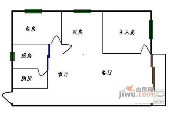 白云明珠广场3室2厅2卫124㎡户型图