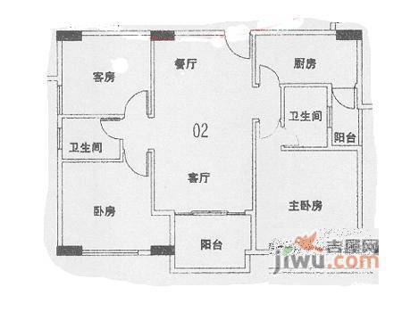 城启恒华阁3室2厅2卫260㎡户型图