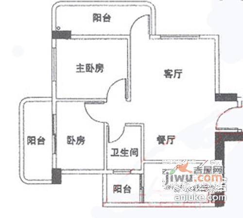 城启恒华阁2室2厅1卫80㎡户型图