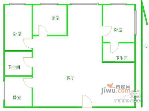 加拿大花园3室2厅1卫105㎡户型图