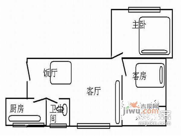 加拿大花园2室2厅1卫86㎡户型图