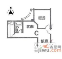 加拿大花园1室2厅1卫53㎡户型图