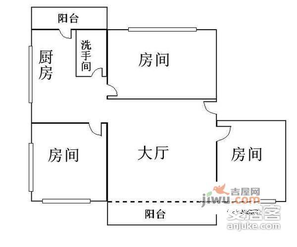 华怡花园3室2厅1卫99㎡户型图