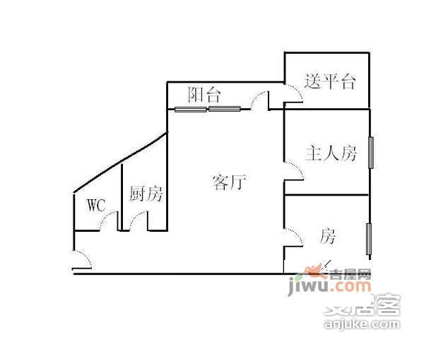 华怡花园2室1厅1卫60㎡户型图