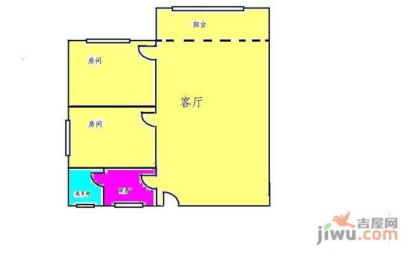 华怡花园2室1厅1卫60㎡户型图