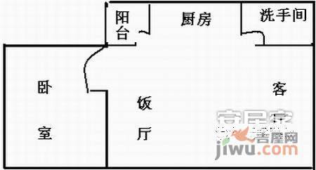 东圃广场1室1厅1卫48㎡户型图