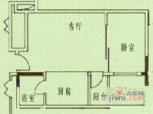 东圃广场1室1厅1卫48㎡户型图