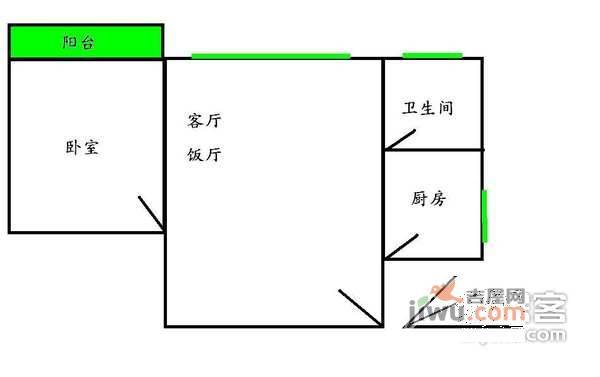 佳地新都1室1厅1卫45㎡户型图