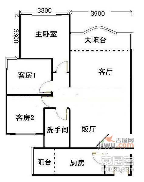 新世界东逸花园3室2厅1卫106㎡户型图