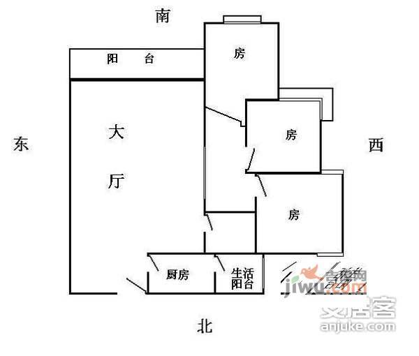 新世界东逸花园3室2厅1卫106㎡户型图