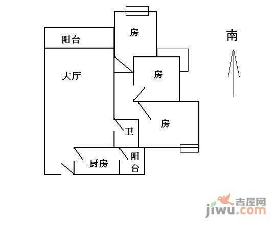 新世界东逸花园3室2厅1卫106㎡户型图