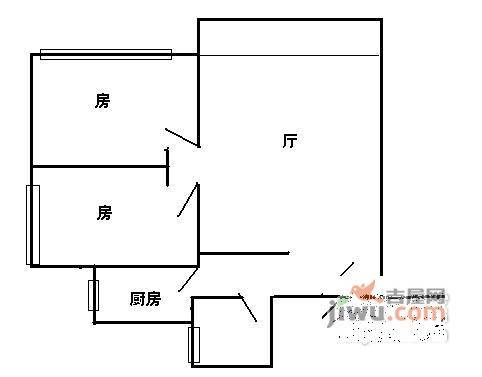 富力现代广场2室2厅1卫80㎡户型图