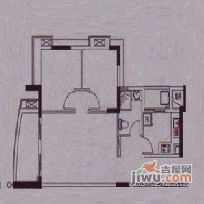 富力现代广场2室2厅1卫80㎡户型图