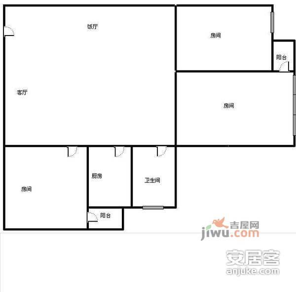 逸雅居3室1厅1卫户型图