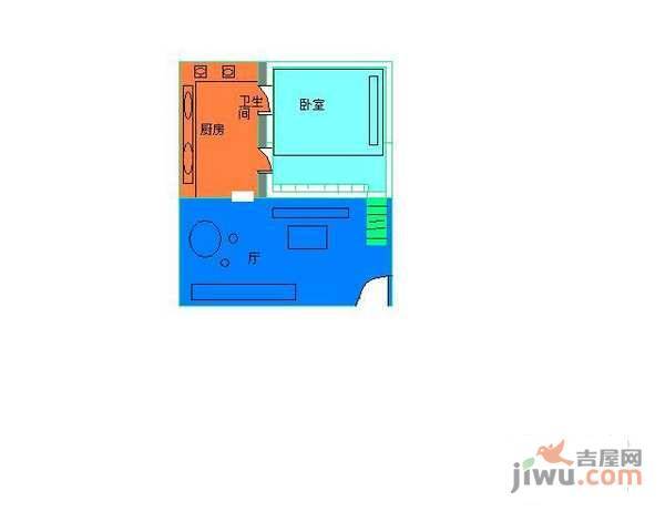 利都大厦1室1厅1卫30㎡户型图