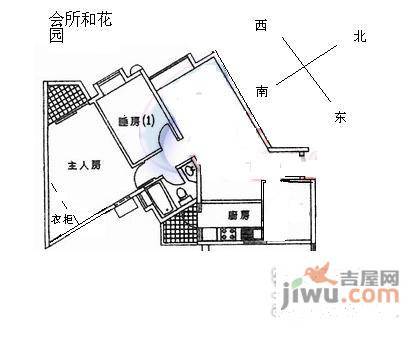 翠湖山庄2室2厅1卫112㎡户型图