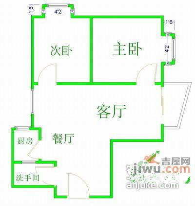 翠湖山庄2室2厅1卫112㎡户型图