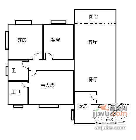 翠湖山庄3室1厅1卫户型图