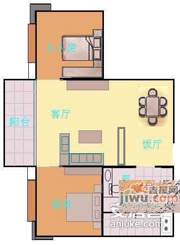 盈彩美居2室2厅1卫83㎡户型图