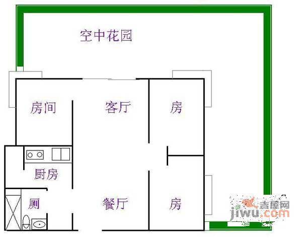 盈彩美居3室2厅1卫户型图