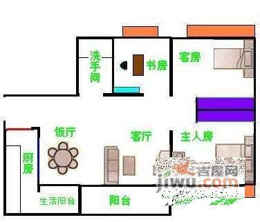 盈彩美居3室2厅1卫户型图