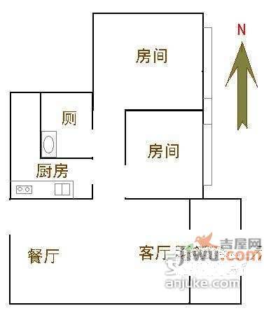 盈彩美居2室2厅1卫83㎡户型图