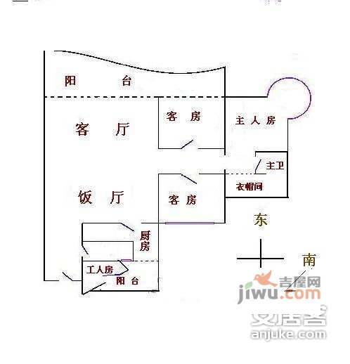 富力御龙庭4室2厅1卫141㎡户型图