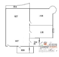 富力御龙庭2室1厅1卫87㎡户型图