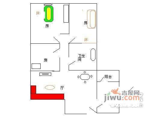 荟雅苑3室1厅1卫95㎡户型图